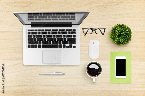 Flat Lay Image Of Hipster Office Desk Table With Laptop Smartphone Flat Lay Image Of Hipster Office Desk Table With Laptop Smartphone Gadgets And Supplies