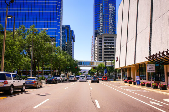 Buildings And Vehicles On North Tampa Street In Downtown Tampa FL