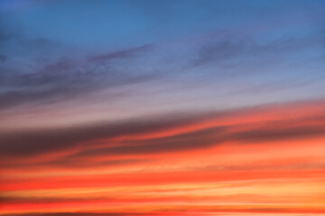 Epic sky with dramatic clouds at sunset.