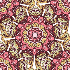 Vector seamless pattern with decorative elements. Geometric colorful pattern for printing