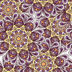 Vector seamless pattern with decorative elements. Geometric colorful pattern for printing