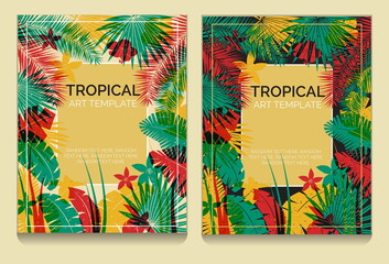 Tropical offset print effect jungle templates