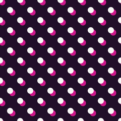 Seamless black magenta pink and white polka dot with offset shadow pattern vector