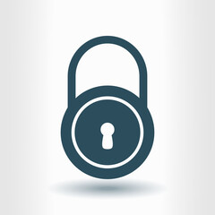 Lock icon.  Flat design style. Access to the user.