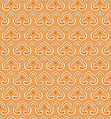 Seamless background retro orange oriental curve cross round spiral frame