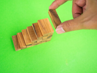 People put wooden block piece on top of stair case