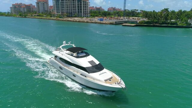 Drone aerial lead luxury yacht 4k 60p