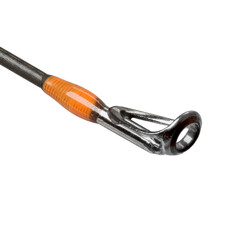 Some part of spinning rod, white background.