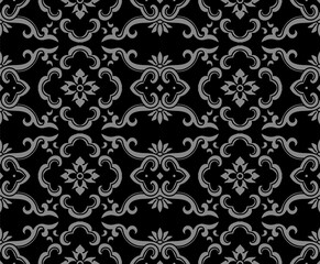 Antique seamless background botanic curve frame flower