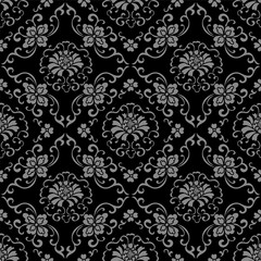 Antique seamless background botanic cross spiral flower vine