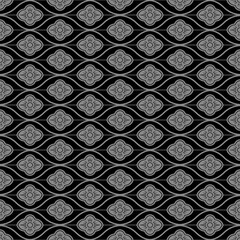 Antique seamless background oriental curve round cross line flower