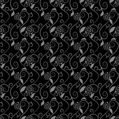 Antique seamless background spiral leaf vine rose flower