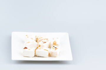 Isolated nougat  in a plate 