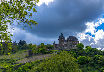 Fototapeta na wymiar Bacharach / Rhine and castle Stahleck. Rhineland-Palatinate. Germany.