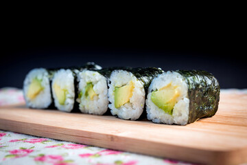 Japanese food Sushi Roll Maki of Salmon and avocado