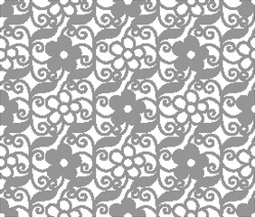 Halftone round black seamless background spiral vortex cross vine leaf flower