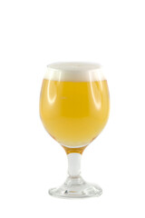 Bicchiere si birra con spuma isolato su sfondo bianco
