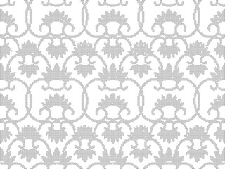 Halftone round black seamless background retro China spiral curve cross vine cross flower