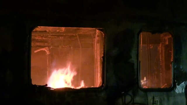 railway wagon is burning