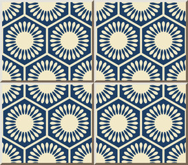Ceramic tile pattern polygon round flower geometry cell frame