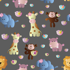 seamless pattern with cute african animals