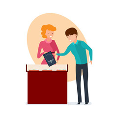 Seller of jeweler salon offers visitor jeweler ornament and consultation.