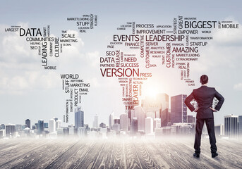 Motivation and inspiration concept with modern cityscape and bus