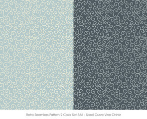 Retro Seamless Pattern 2 Color Set Spiral Curve Vine Chintz