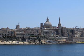 Fototapeta na wymiar View of Valletta from Sliema waterfront, Malta
