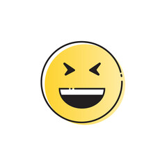 Fototapeta premium Yellow Smiling Cartoon Face Laugh Positive People Emotion Open Mouth Icon Vector Illustration