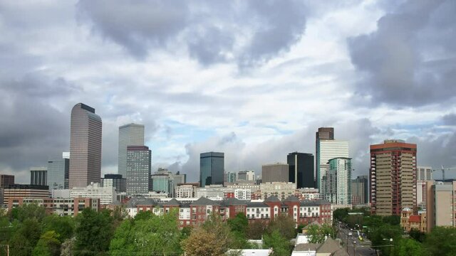 Downtown Denver with Interesting Clouds Time lapse