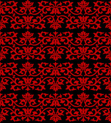 Seamless Chinese Background botanic spiral cross flower vine