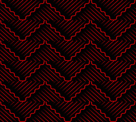 Seamless Chinese Background oriental curve wave cross geometry line