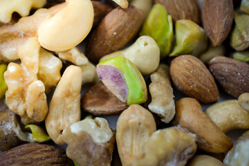 nuts mixed close up for background