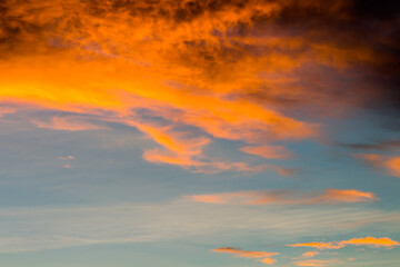 colorful dramatic sky with cloud at sunset