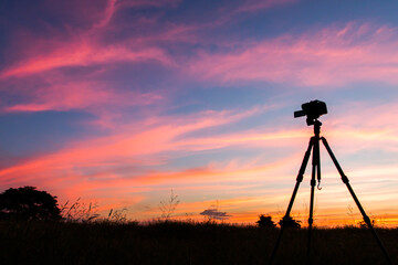 colorful dramatic sky with cloud at sunset