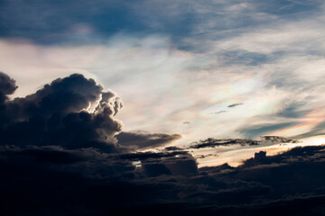 colorful dramatic sky with cloud at sunset