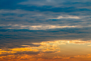 colorful dramatic sky with cloud at sunset