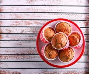 Mini muffins in polka dot cases