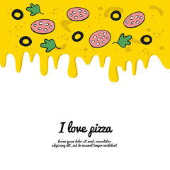 Dripping colorful pizza background.
