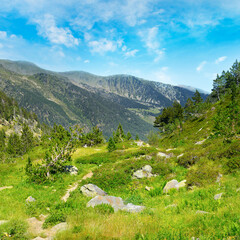Andorra, Pyrenees. Picturesque valley in high mountains