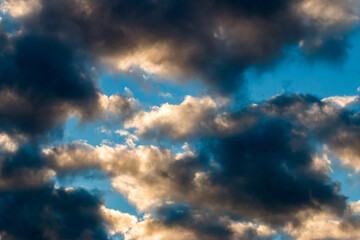 colorful dramatic sky with cloud at sunset