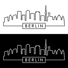 Berlin skyline. Linear style. Editable vector file.
