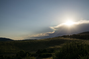 Dramatic clouds, sunrise and sunset in nature. Slovakia