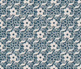 Antique Seamless retro worn out background spiral vortex cross vine leaf flower