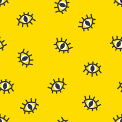 Eyes on yellow background. Seamless pattern. Vector illustration