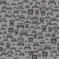 Car Silhouette Seamless Pattern on Grey Background