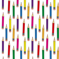Colorful pattern with colour pencils for drawing  on white background.