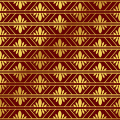 Seamless Golden Chinese Background check geometry frame flower