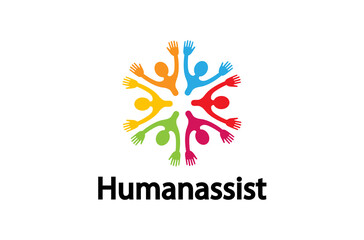 Obraz premium Colorful People Group Team Logo Design Illustration